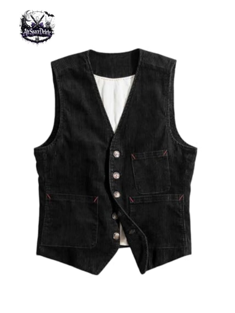 Men's Vintage Corduroy Sleeveless Suit Vest V-Neck Button Down Waistcoat